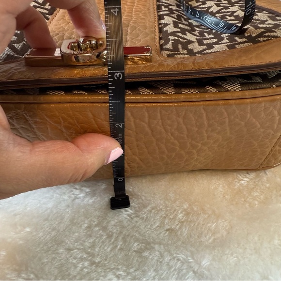 DKNY Tan Genuine Leather and Fabric Crossbody Handbag - Picture 16 of 16